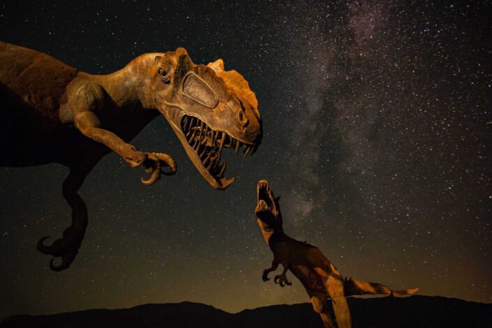 An artistic photo of dinosaurs