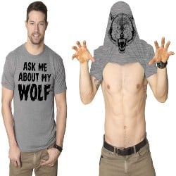 Gifts for Dad - Ask Me About My Wolf Flip T Shirt (1)