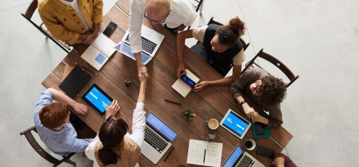 Office workers about to end meeting