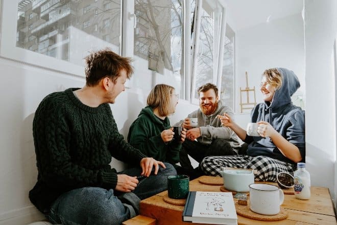 Friends hanging out indoors - quick ice breakers