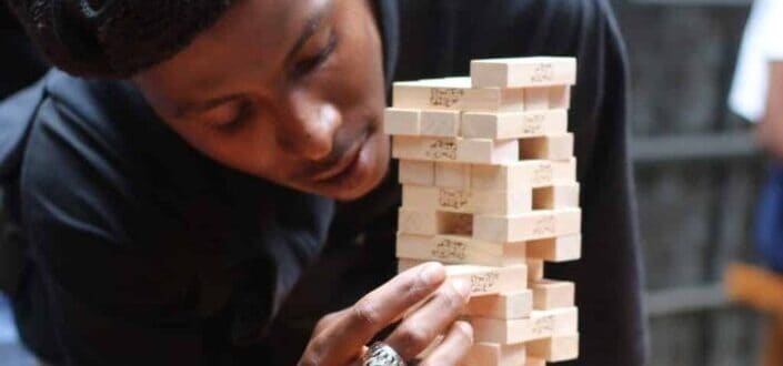 Man playing Jenga