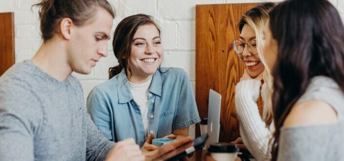 Friends spending time with each other talking