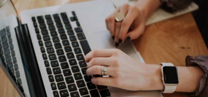 a woman working on a laptop