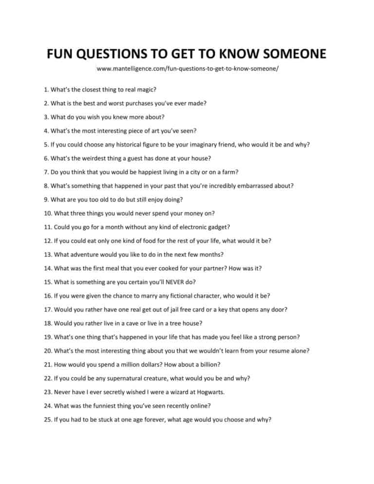 91 Fun Questions to Get to Know Someone - The only list you need.