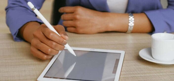 Woman using digital tablet