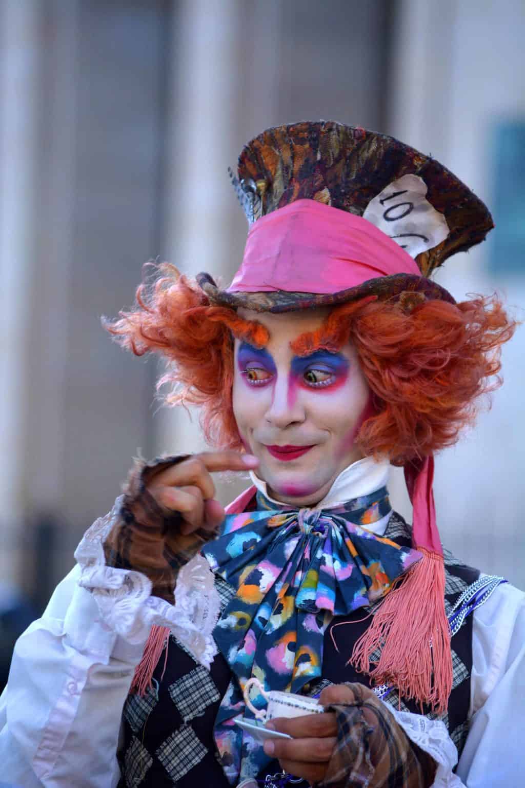 Man colorfully costumed as a clown