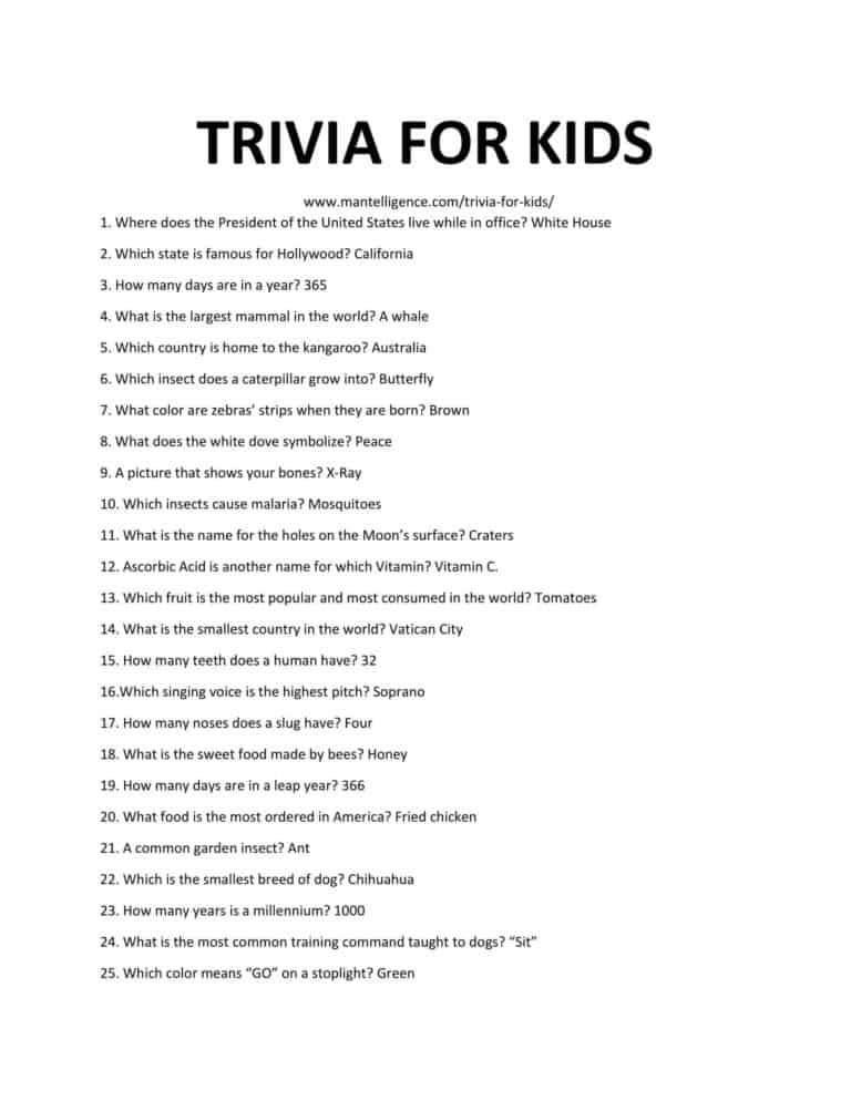 192 Best Trivia For Kids - Spark fun conversations.