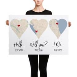 2 year anniversary gifts - Hello, Will You?, I do Personalized modern map