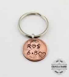 50th wedding anniversary gifts for parents - Custom Penny Keychain