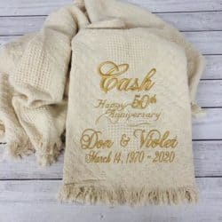 Cheap 50th wedding anniversary gifts - Personalized Embroidered Throw