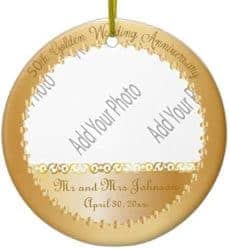 DIY 50th wedding anniversary gifts - 50th Anniversary Ornaments- Add your own photo