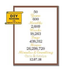 DIY 50th wedding anniversary gifts - Golden Anniversary Cross Stitch Pattern