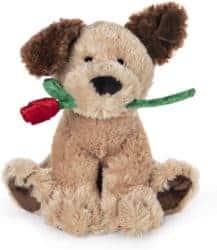 Small birthday gift ideas for girlfriend - Dog Holding Red Rose Stuffed Animal