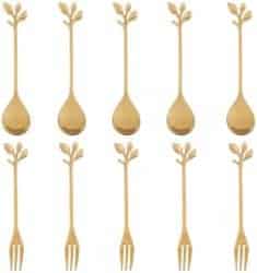 practical 50th wedding anniversary gifts - 10pcs Gold Leaf Coffee Spoon
