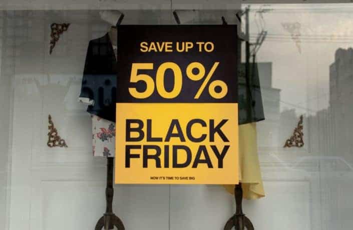 black friday sale poster on a store
