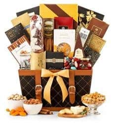 thoughtful 50th wedding anniversary gifts - Golden Gourmet Gift Basket