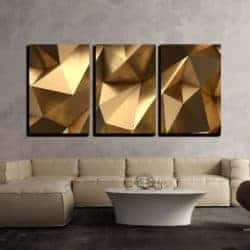 3 Piece Gold Abstract Polygonal Background