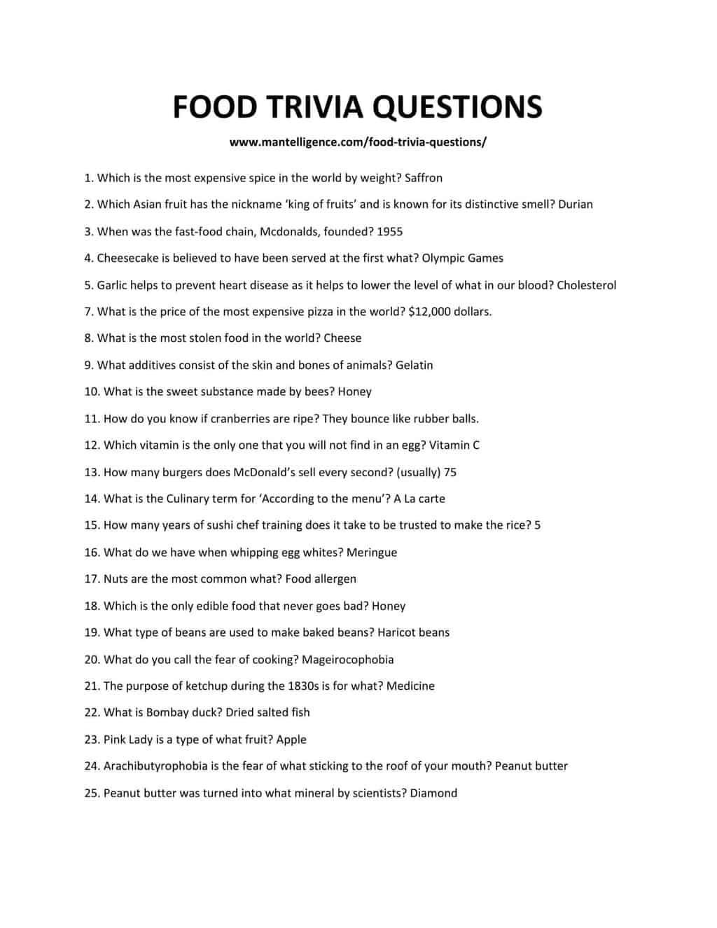 FOOD TRIVIA QUESTIONS-1