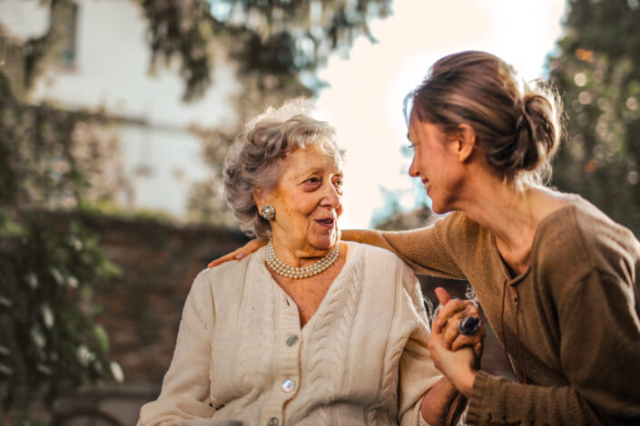 Grandmother and granddaughter bonding together