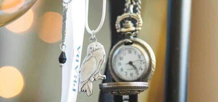 pocket watch and necklace