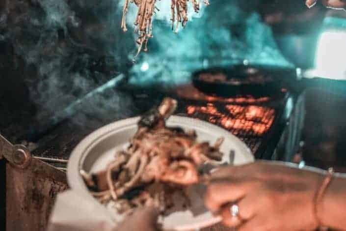 Person making barbeque