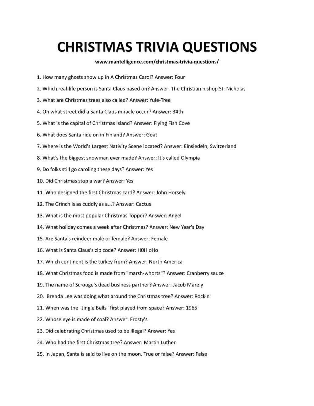 Christmas Trivia For Kids Printable Dec 10 2012 In A Christmas Story What Was The One Item 