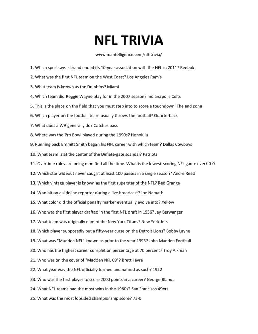 30 Best NFL Trivia Questions And Answers The Only List You'll Need