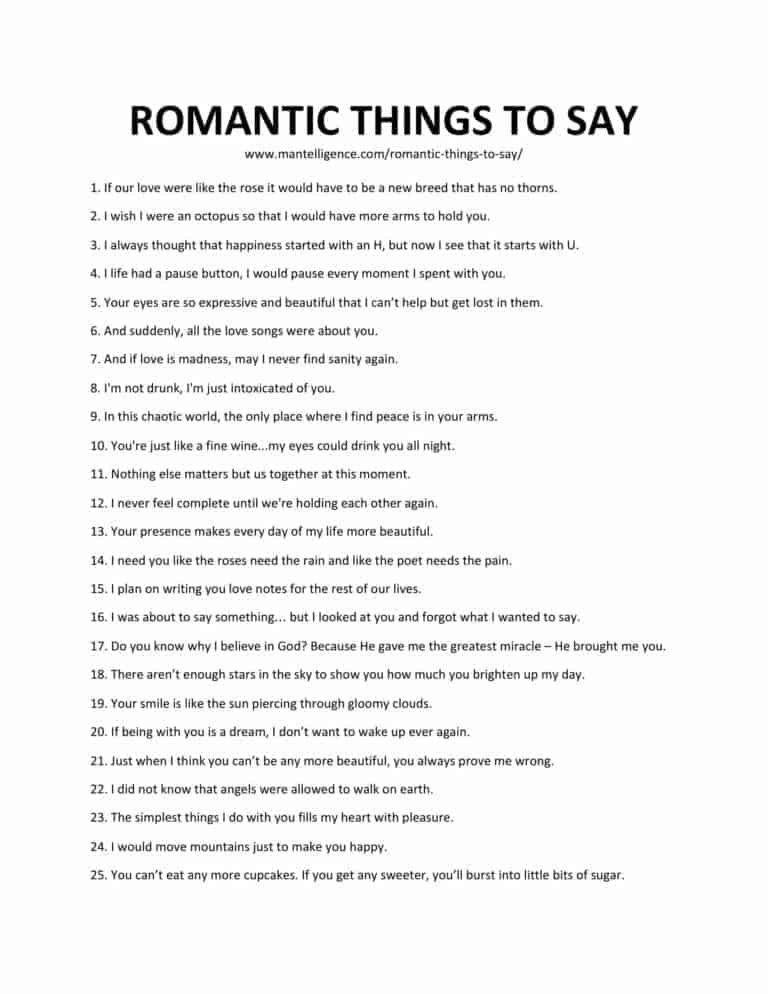 61 Best Romantic Things To Say Make Her Feel Extra Special 