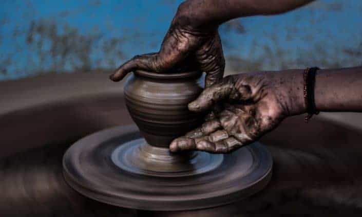 Which form of pottery takes its name from the Italian for baked earth? Terracotta.jpg