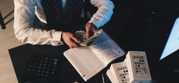 Man counting his money