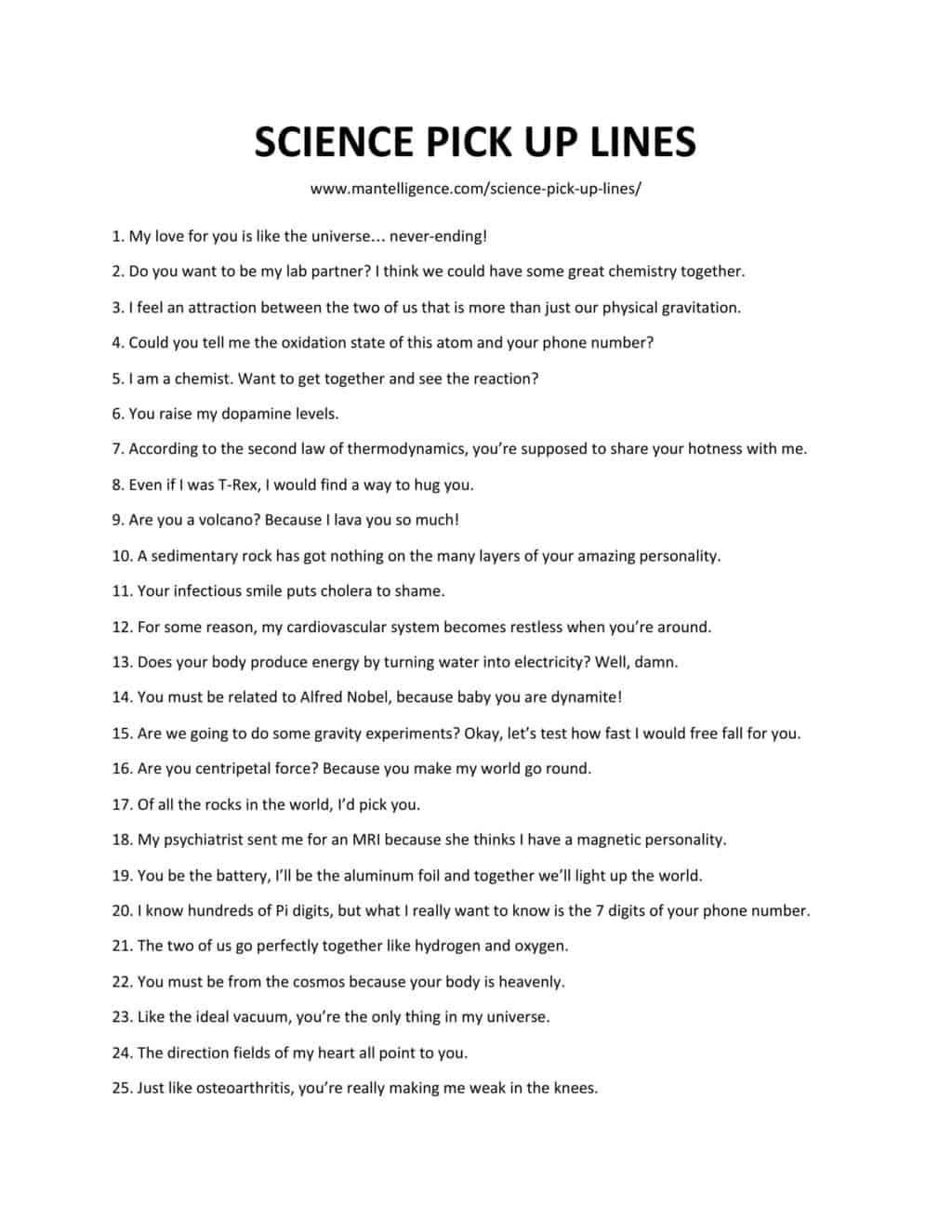 150+ Science Pick-Up Lines