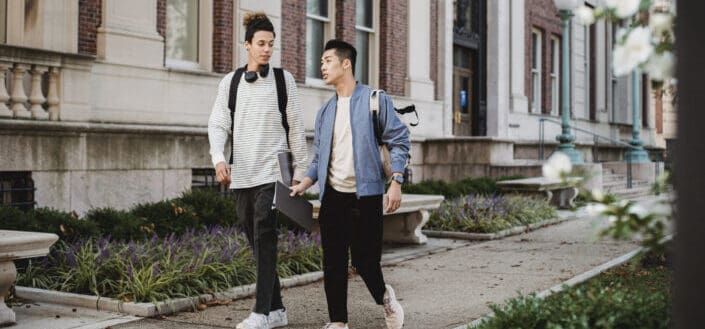 Young men walking on the streets