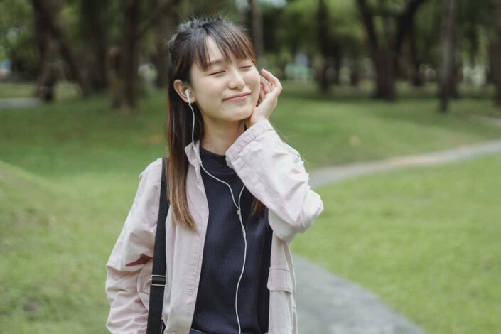 woman listening to music