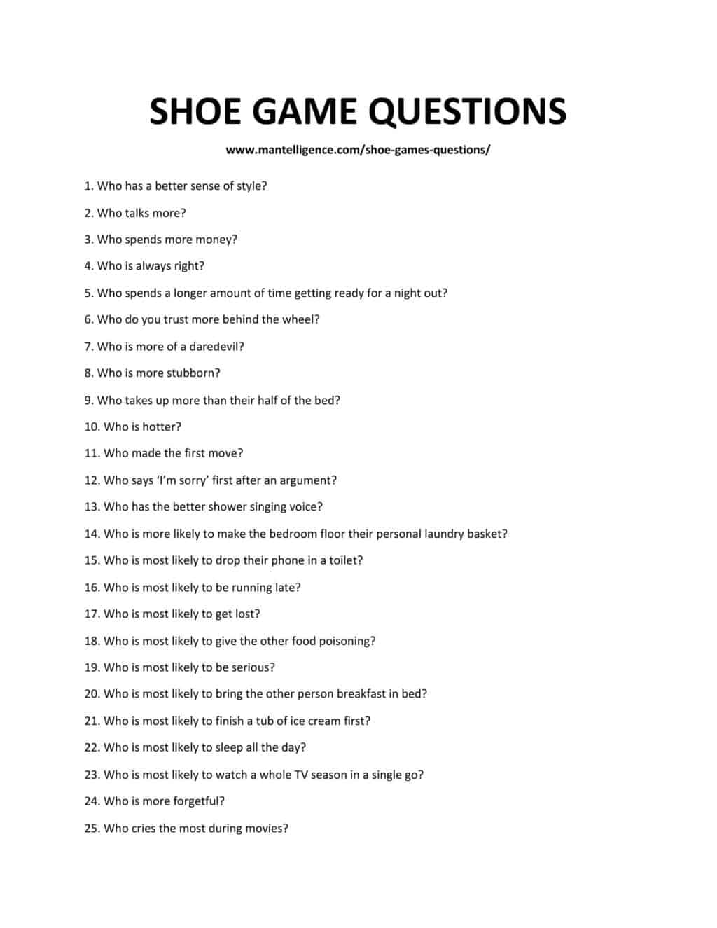 34 Shoe Game Questions - The Only List You Need For A Fun Time!