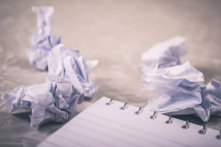 crumpled pieces of paper