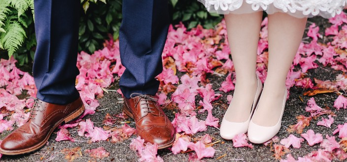 shoes of the bride and groom