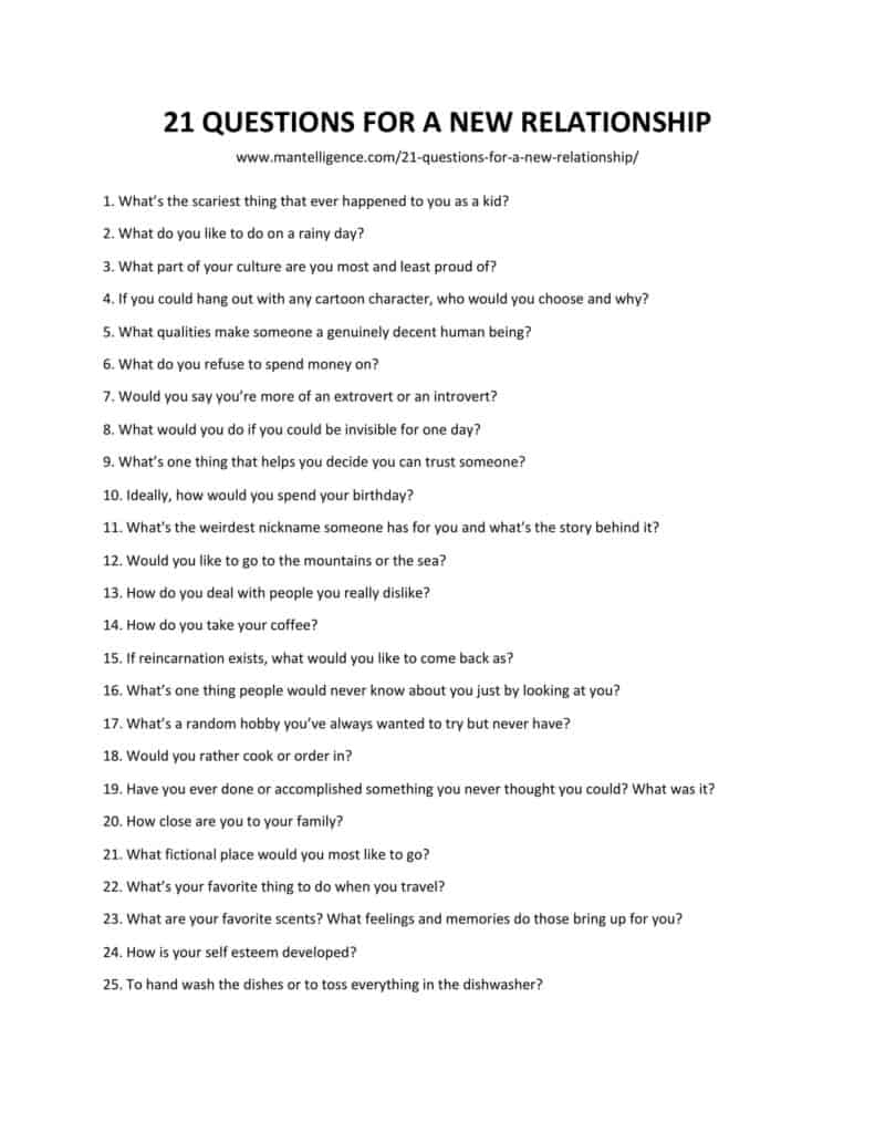 21 Questions For A New Relationship - Great, Helpful Lines To Ask More
