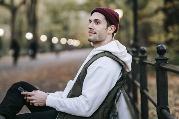 Man sitting on a park bench