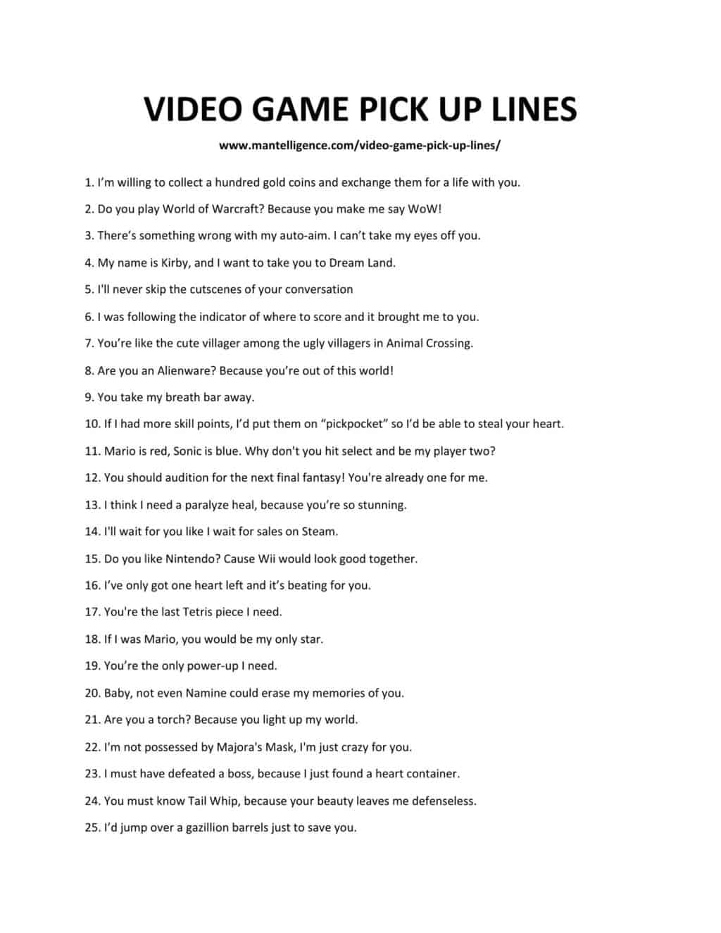 300+ Best Video Game Pick Up Lines You Can Use (2021)