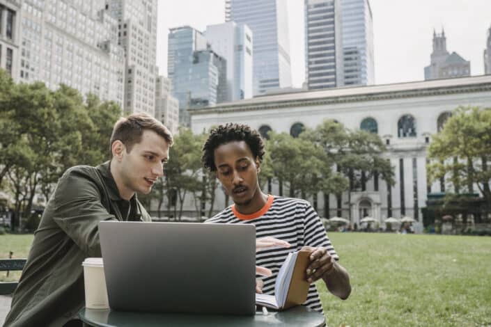 Two men studying