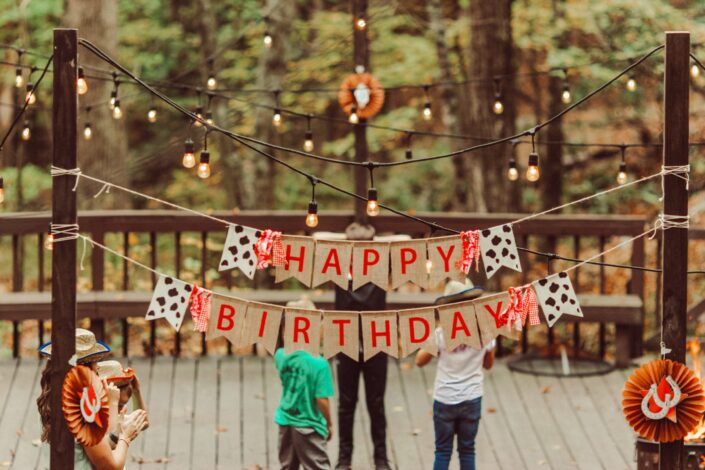 A banner with happy birthday written on it