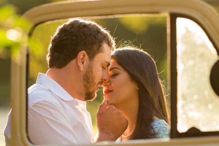 A couple about to kiss