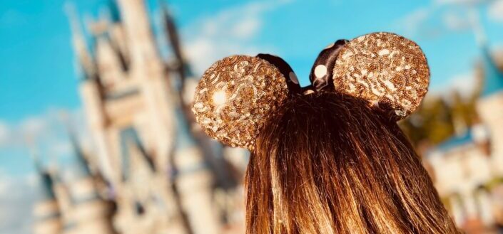 A mickey headband on a girl