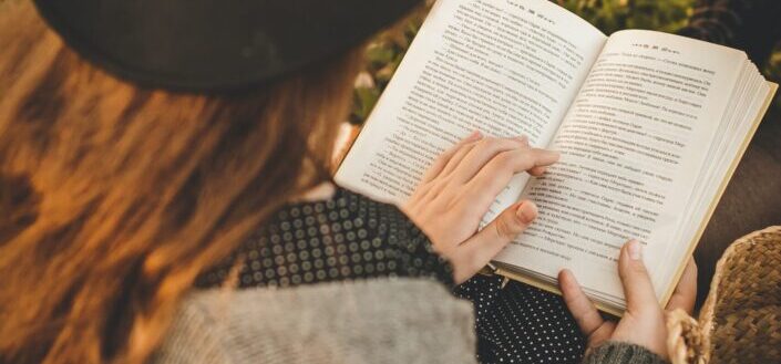 A woman reading a book