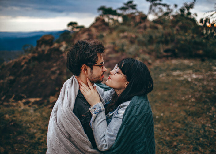 A sweet couple about to kiss