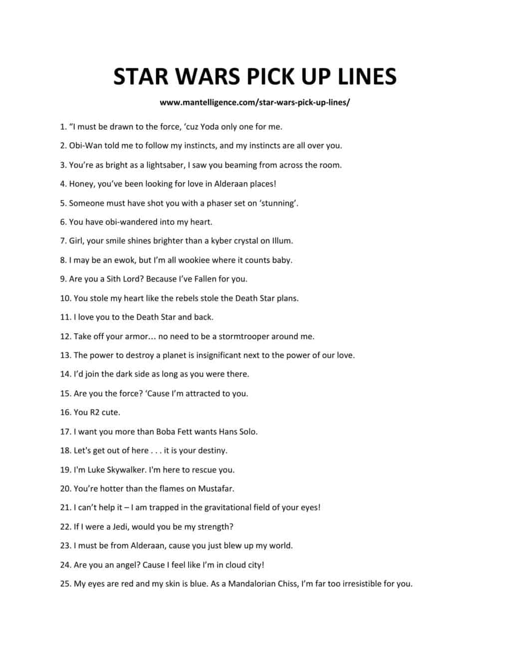 41 Awesome Star Wars Pick Up Lines - Epic And Daring, Get Her Attention