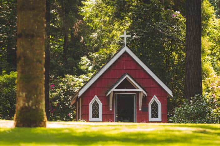 a small red chapel 