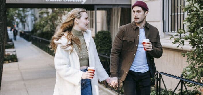 young couple having their morning coffee