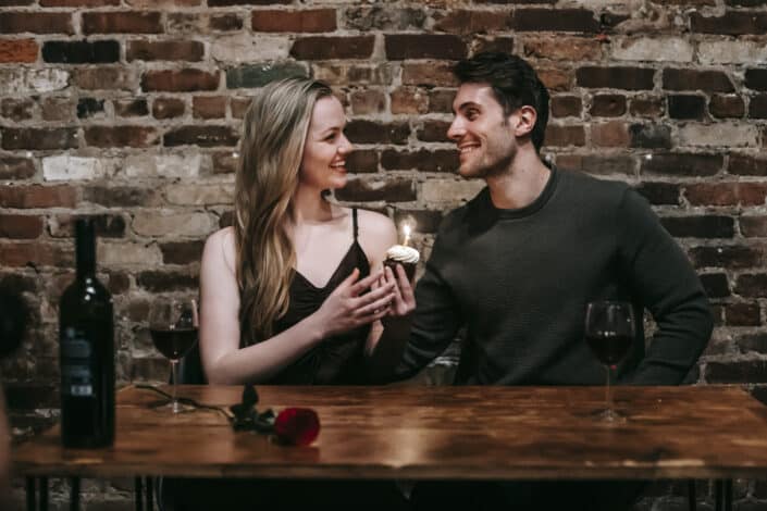 couple celebrating event at a restaurant