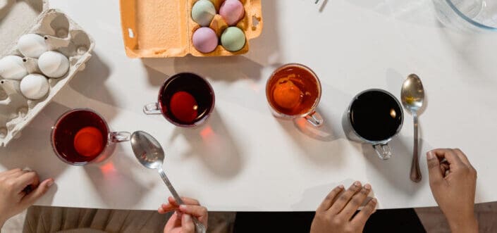 Easter eggs painting session